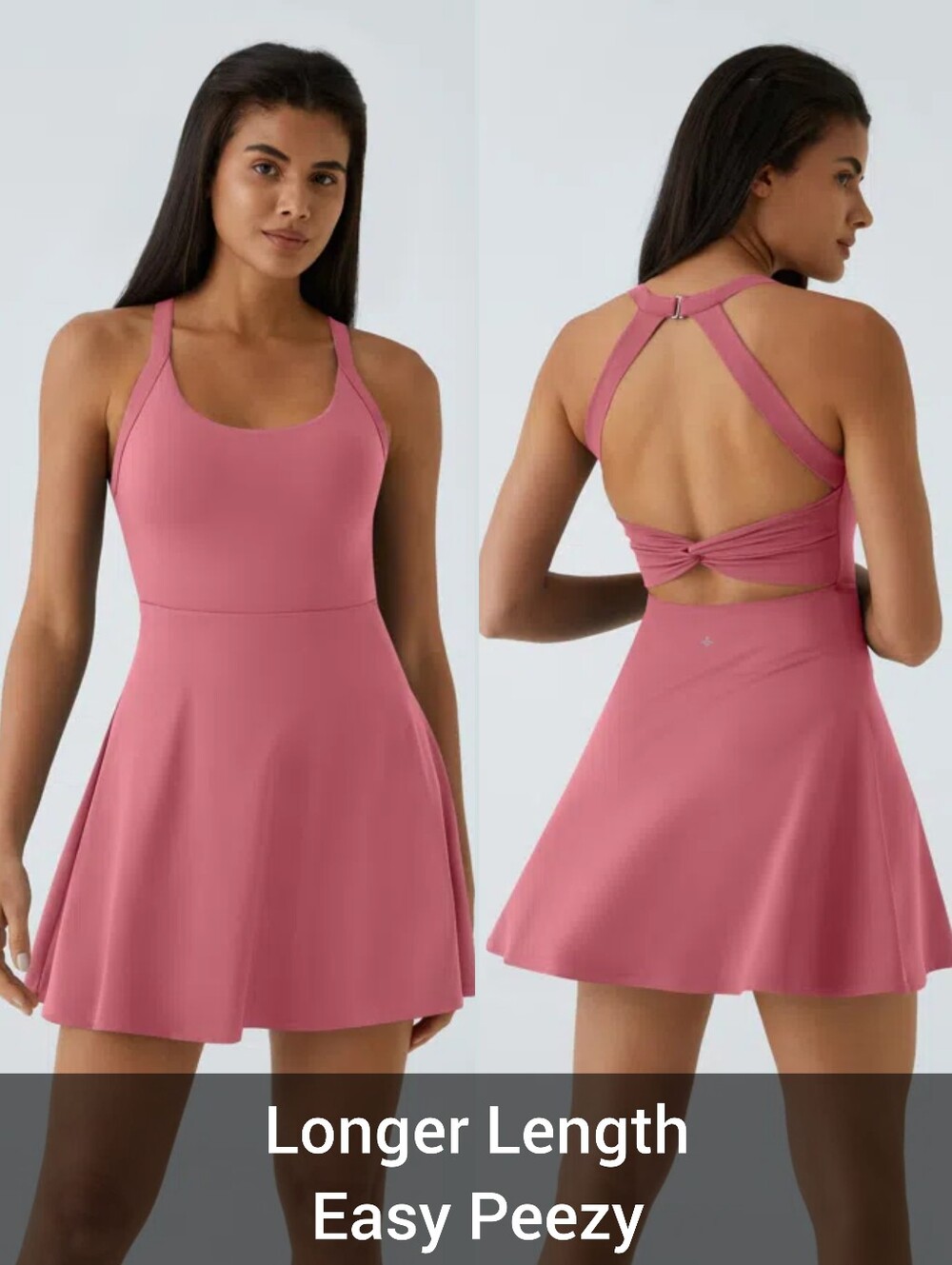 NWT Halara Airy Backless Twist Active Dress In Begonia Rose Easy Peezy Longer